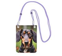 EdWal Dachshund Weiner Sac à bandoulière imprimé chiens pour femme, mini porte-monnaie pour téléphone, joli portefeuille pour téléphone, cadeau de randonnée, voyage, violet, Taille unique