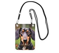 EdWal Dachshund Weiner Sac à bandoulière imprimé chiens pour femme, mini porte-monnaie pour téléphone, joli portefeuille pour téléphone, cadeau de randonnée, voyage, Noir , Taille unique