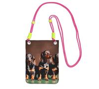 EdWal Dachshund Weiner Sac à bandoulière pour femme, mini porte-monnaie pour téléphone, joli portefeuille pour téléphone, cadeau de randonnée, voyage, Fuchsia, Taille unique