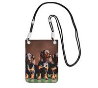 EdWal Dachshund Weiner Sac à bandoulière pour femme, mini porte-monnaie pour téléphone, joli portefeuille pour téléphone, cadeau de randonnée, voyage, Noir , Taille unique