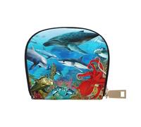 EdWal Dauphins, tortue de mer, requin, pieuvre, récif de corail, porte-cartes unisexe pour homme et femme, porte-cartes de visite fin, blanc, Taille unique