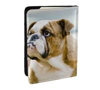 EdWal Étui de passeport amusant avec porte-cartes en cuir imprimé bouledogue anglais pour homme et femme, Noir , Taille unique
