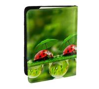 EdWal Étui de passeport en cuir avec porte-carte de crédit, motif coccinelle tenant des parapluies, Noir , Taille unique