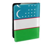 EdWal Étui de passeport en cuir avec porte-cartes de crédit et drapeau de la République d'Ouzbékistan, pour femme et homme, Noir , Taille unique