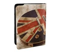EdWal Étui de passeport en cuir avec porte-cartes de crédit imprimé drapeau britannique pour homme et femme, Noir , Taille unique