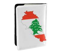 EdWal Étui de passeport en cuir avec porte-cartes imprimé carte du Liban pour homme et femme, Noir , Taille unique