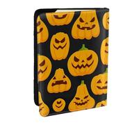EdWal Étui de passeport en cuir avec porte-cartes imprimé citrouille d'Halloween pour homme et femme, Noir , Taille unique