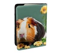 EdWal Étui de passeport en cuir avec porte-cartes imprimé cochon d'Inde et fleurs pour homme et femme, Noir , Taille unique