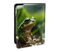 EdWal Étui de passeport en cuir avec porte-cartes imprimé grenouille et pluie pour homme et femme, Noir , Taille unique