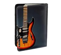 EdWal Étui de passeport en cuir avec porte-cartes imprimé guitares électriques orange pour homme et femme, Noir , Taille unique