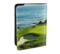 EdWal Étui de passeport en cuir avec porte-cartes imprimé sur le terrain de golf de plage, pour homme et femme, famille, carte d'identité, voyage, Noir , Taille unique