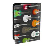 EdWal Étui de passeport en cuir avec porte-cartes pour homme et femme avec imprimé guitare acoustique et couleur, Noir , Taille unique