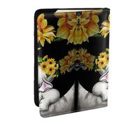 EdWal Étui de passeport en cuir avec porte-cartes pour mère et bébé, imprimé tournesol, éléphant, tournesol, pour femme, homme, famille, carte d'identité, voyage, Noir , Taille unique