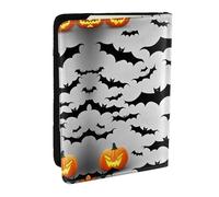 EdWal Étui de passeport en cuir imprimé chauve-souris volantes d'Halloween avec porte-cartes de crédit, pour femmes, hommes, famille, carte d'identité, voyage, Noir , Taille unique