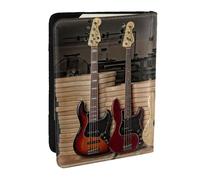 EdWal Étui de passeport en cuir pour guitare, basse, instruments de musique avec porte-cartes de crédit, pour homme et femme, Noir , Taille unique