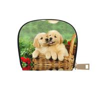 EdWal Étui pour cartes de crédit unisexe en cuir avec imprimé chiot Golden Retriever pour homme et femme, blanc, Taille unique