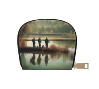 EdWal Fishing Lake Fishermen Print Card Holder Unisex Credit Card Case for Men and Women Leather Card Holder Slim Business Card Holder, blanc, Taille unique