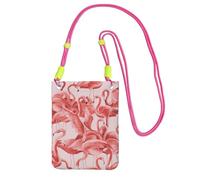 EdWal Flamingo1 Sac à bandoulière imprimé pour femme, mini porte-monnaie pour téléphone, joli portefeuille pour téléphone, cadeau de randonnée, voyage, Fuchsia, Taille unique
