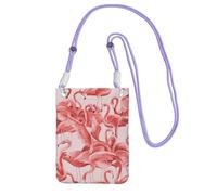 EdWal Flamingo1 Sac à bandoulière imprimé pour femme, mini porte-monnaie pour téléphone, joli portefeuille pour téléphone, cadeau de randonnée, voyage, violet, Taille unique