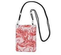 EdWal Flamingo1 Sac à bandoulière imprimé pour femme, mini porte-monnaie pour téléphone, joli portefeuille pour téléphone, cadeau de randonnée, voyage, Noir , Taille unique