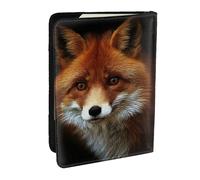 EdWal FOX2 Étui de passeport imprimé avec porte-cartes de crédit en cuir pour homme et femme, Noir , Taille unique