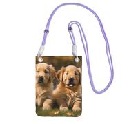 EdWal Golden Retriever Sac à bandoulière imprimé chiens chiots animaux de compagnie pour femme, mini sac à main pour téléphone, joli portefeuille pour téléphone, cadeau de randonnée, voyage, violet