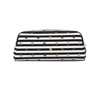 EdWal Grande trousse à crayons à paillettes arc-en-ciel à pois noirs et blancs - Grande trousse à crayons - Trousse de papeterie pour bureau, école, maquillage, doré, Taille unique, Trousse de