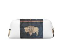 EdWal Grande trousse à crayons avec drapeau de l'État du Wyoming - Pour bureau, école, maquillage, doré, Taille unique, Trousse de toilette