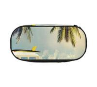 EdWal Grande trousse à crayons avec impression bus plage bord de mer grande capacité papeterie papeterie bureau collège école, Noir , Taille unique, Organiseur de sac