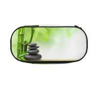 EdWal Grande trousse à crayons avec impression de bambou et pierre - Grande trousse à crayons - Pour bureau, collège, école, Noir , Taille unique, Organiseur de sac