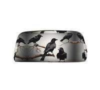 EdWal Grande trousse à crayons avec imprimé corbeau noir et oiseaux sur une branche - Pour bureau, école, maquillage, doré, Taille unique, Trousse de toilette