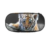 EdWal Grande trousse à crayons avec imprimé tigre mignon - Grande capacité - Pour bureau, collège, école, Noir , Taille unique, Organiseur de sac