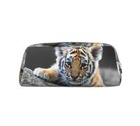 EdWal Grande trousse à crayons avec imprimé tigre mignon - Pour bureau, école, maquillage, doré, Taille unique, Trousse de toilette