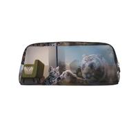 EdWal Grande trousse à crayons avec motif chat et tigre réfléchissant - Pour bureau, école, maquillage, doré, Taille unique, Trousse de toilette