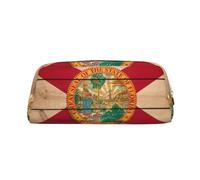 EdWal Grande trousse à crayons avec motif drapeau de la Floride avec impression grain de bois pour bureau, école, maquillage, doré, Taille unique, Trousse de toilette