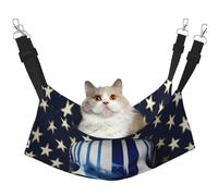 EdWal Hamac de couchage doux à rayures bleues avec motif tête de mort et étoiles pour chat à suspendre dans une cage, lit réglable pour petits animaux