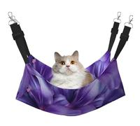 EdWal Hamac de couchage doux avec imprimé fleurs de lys violet pour chat à suspendre dans une cage, lit pour animal domestique réglable pour petits animaux