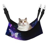 EdWal Hamac de couchage doux avec imprimé papillons blancs et violets pour chat à suspendre dans une cage - Lit réglable pour petits animaux