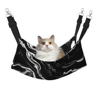 EdWal Hamac de couchage doux imprimé marbre noir et blanc pour chat à suspendre dans une cage, lit hamac réglable pour petits animaux