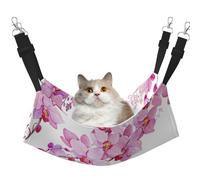 EdWal Hamac de couchage doux pour chat avec imprimé fleurs roses et papillons pour cage à suspendre, lit réglable pour petits animaux