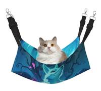 EdWal Hamac de couchage doux pour chat avec imprimé renard bleu magique pour cage à suspendre, lit pour animal domestique réglable pour petits animaux