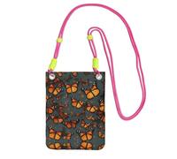 EdWal Heaps Of Orange Monarch Papillons Sac à bandoulière pour femme, mini porte-monnaie pour téléphone, joli portefeuille pour téléphone, cadeau de randonnée, voyage, Fuchsia, Taille unique