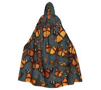 EdWal Heaps Of Orange Monarque Papillons Imprimés Unisexe Adultes Cape Cape Uniforme Cape Uniforme Cape à Capuche Robe à Capuche pour Halloween Cosplay Costumes