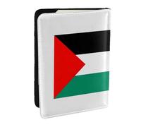 EdWal Housse de passeport en cuir avec porte-cartes de crédit et imprimé drapeau de la Palestine, pour femmes, hommes, famille, identité, voyage, Noir , Taille unique