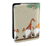 EdWal Housse de passeport en cuir avec porte-cartes de crédit imprimé nains de Noël pour homme et femme, Noir , Taille unique