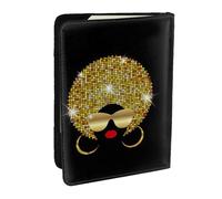 EdWal Housse de passeport en cuir avec porte-cartes pour femme africaine à pois - Pour homme et femme, Noir , Taille unique