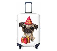 EdWal Housse de protection pour valise de voyage lavable et anti-rayures avec imprimé carlin Inscription Happy Birthday, Noir , S