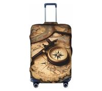 EdWal Housse de protection pour valise, motif boussole et carte du monde ancien, lavable, anti-rayures, Noir , XL