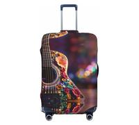 EdWal Housse de protection pour valise, motif guitare, motif fleurs, housse de bagage lavable, anti-rayures, Noir , M