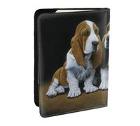 EdWal Joli étui de passeport en cuir avec porte-cartes imprimé chiot basset hound pour homme et femme, Noir , Taille unique